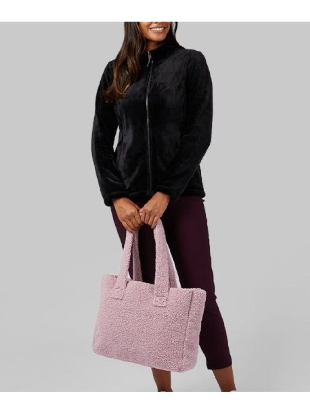 Sherpa Soft Cozy Tote Pink - Picture 6 of 10